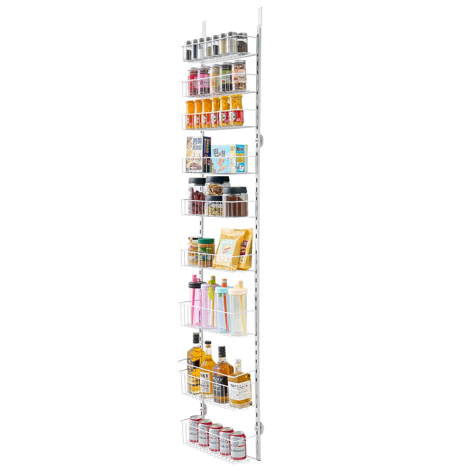 9-Tier Over The Door Pantry Organizer Hanging Storage Rack Adjustable Kitchen_voghion.com